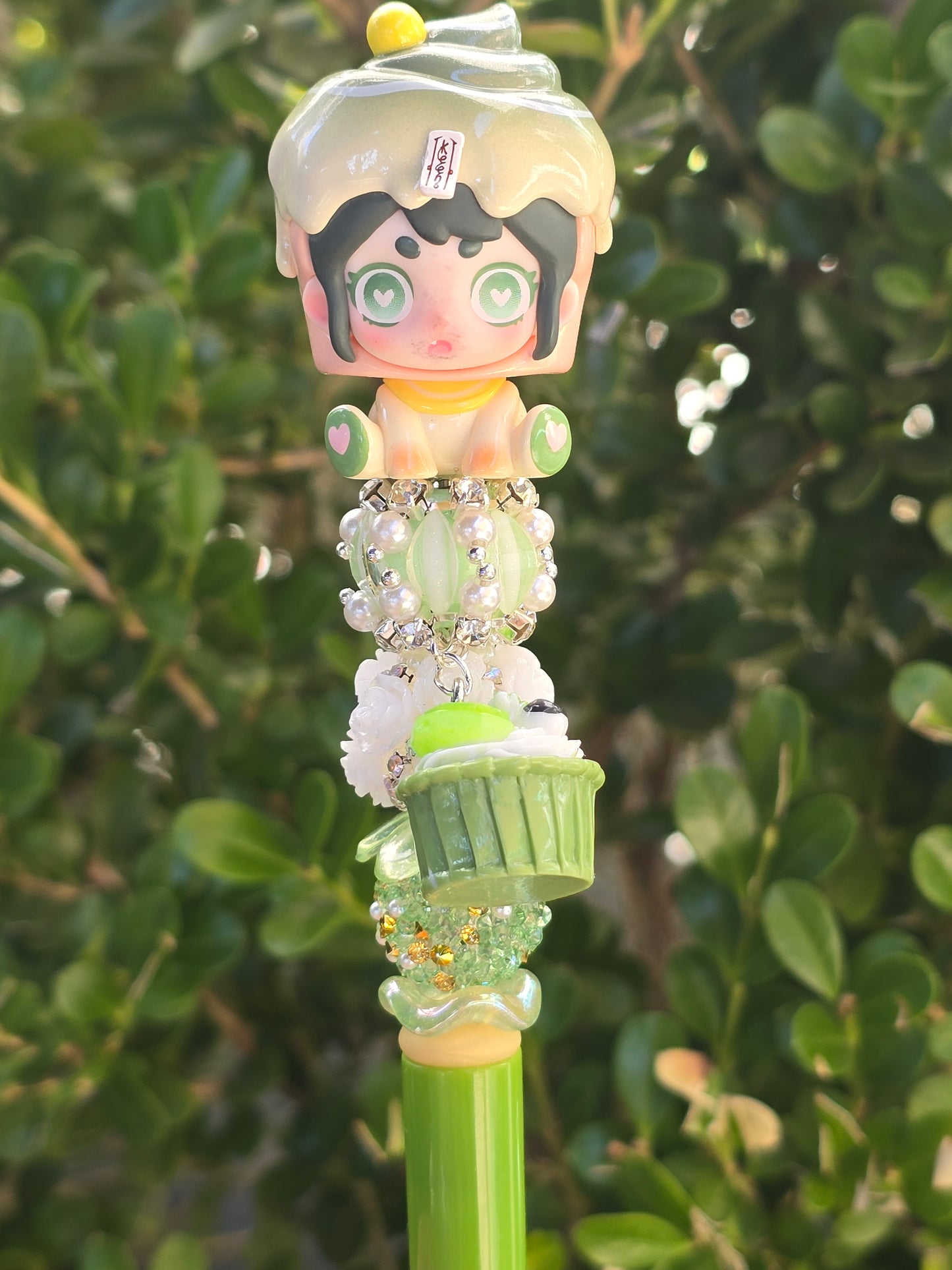 Character Topper, Plastic, Refillable, Beaded Pen