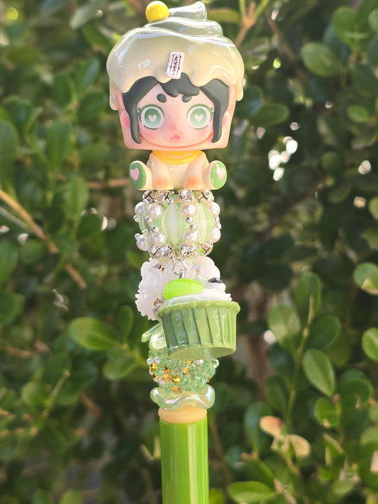 Character Topper, Plastic, Refillable, Beaded Pen