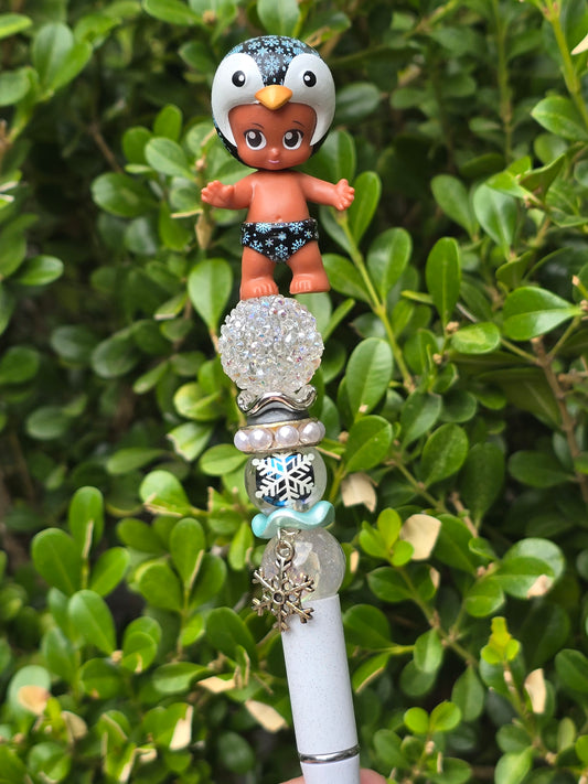 Character Topper, Plastic, Refillable, Beaded Pen